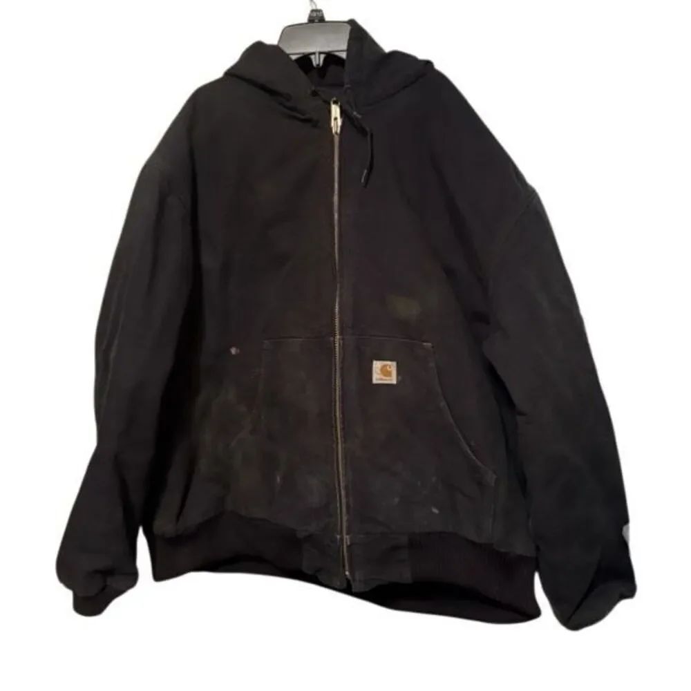 Carhartt J140 Size 2XL Black Hooded Zip Work Jacket *Read*